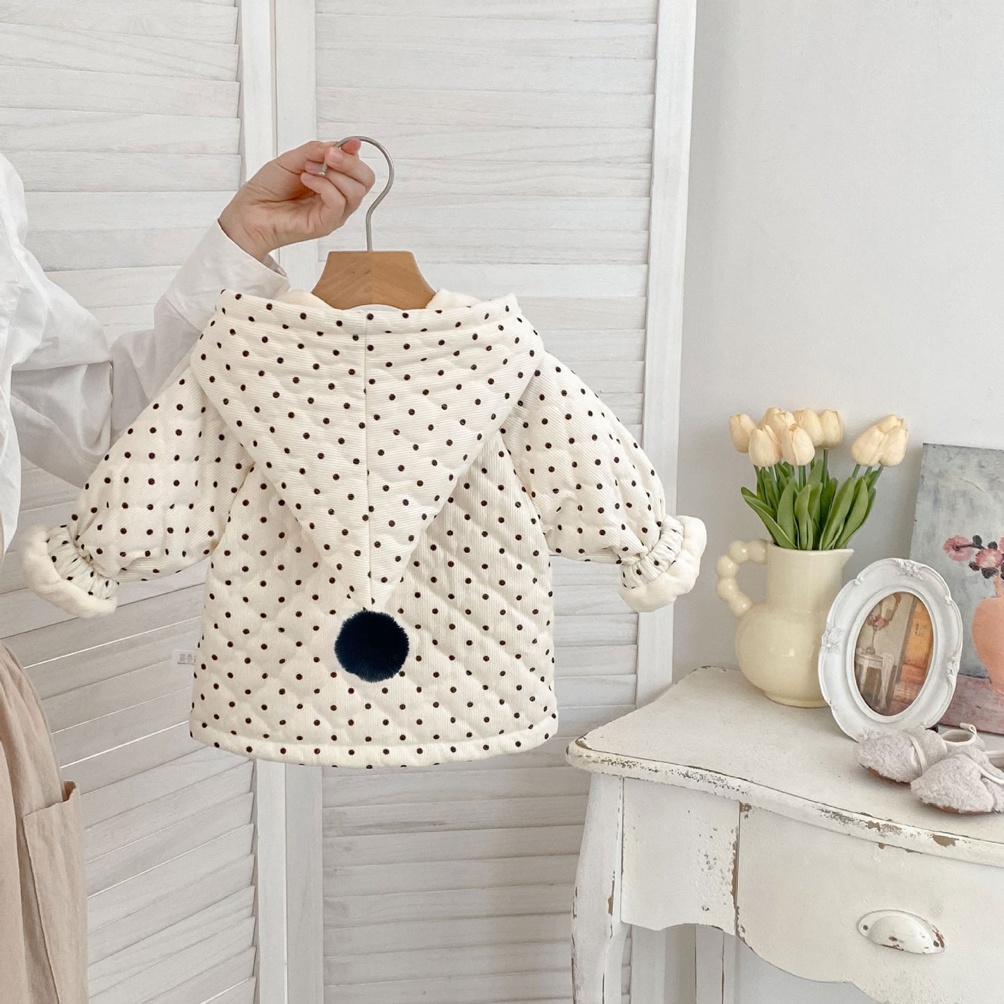 Winter Arrival Baby Kids Unisex Dots Pattern Long Sleeves Fleece-lined Hooded Coat, MyKids-USA®, Baby & Toddler Coats & Jackets, MyKids-USA -  -  -  -  -  -  - 