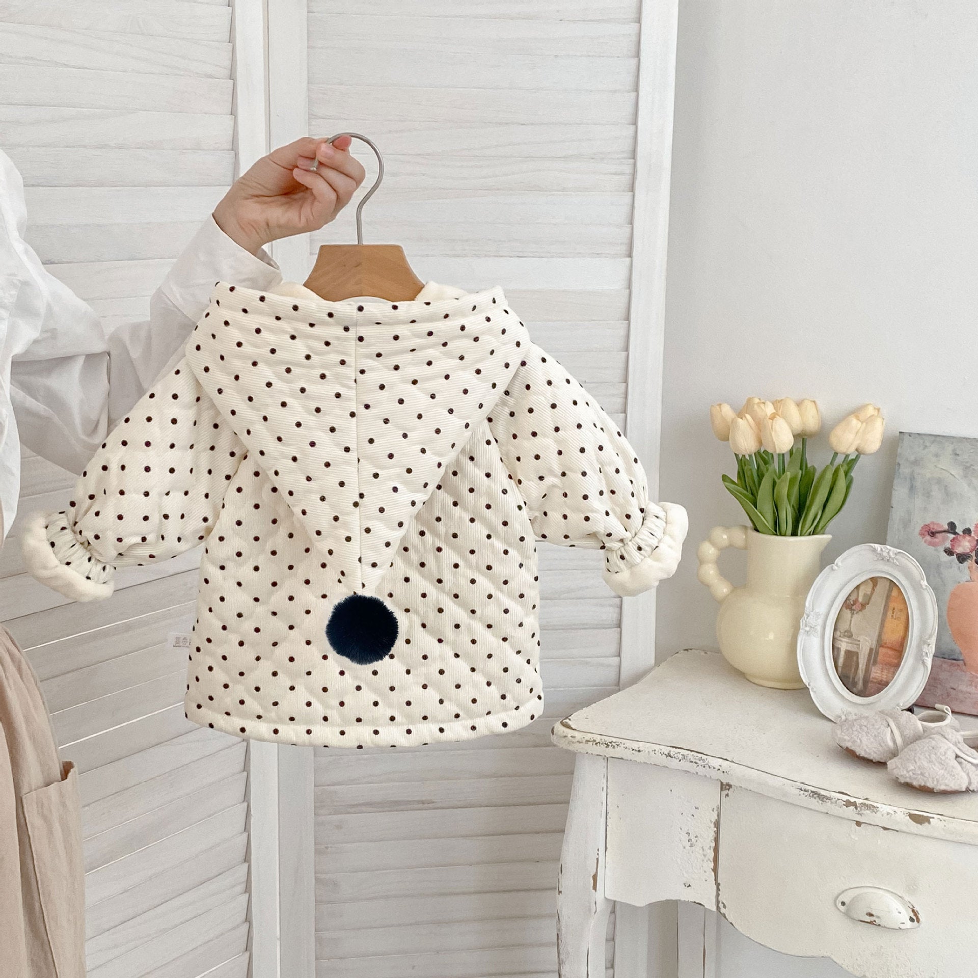 Winter Arrival Baby Kids Unisex Dots Pattern Long Sleeves Fleece-lined Hooded Coat, MyKids-USA®, Baby & Toddler Coats & Jackets, MyKids-USA -  -  -  -  -  -  - 