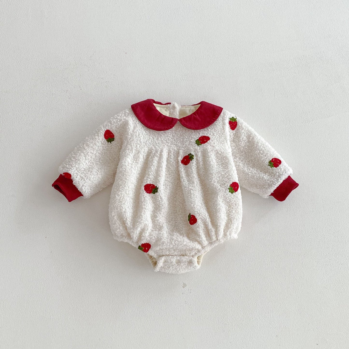 Winter Arrival Baby Girls Long Sleeves Strawberry Pattern Fluffy Warm Onesies, MyKids-USA®, Baby One-Pieces, MyKids-USA -  -  -  -  -  -  - 