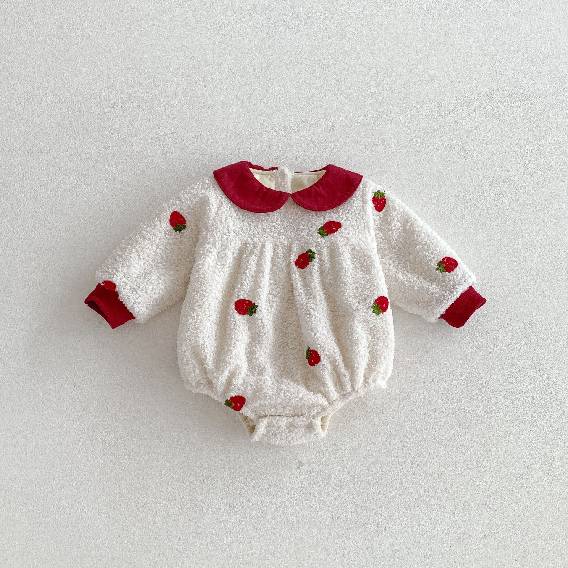 Winter Arrival Baby Girls Long Sleeves Strawberry Pattern Fluffy Warm Onesies, MyKids-USA®, Baby One-Pieces, MyKids-USA -  -  -  -  -  -  - 