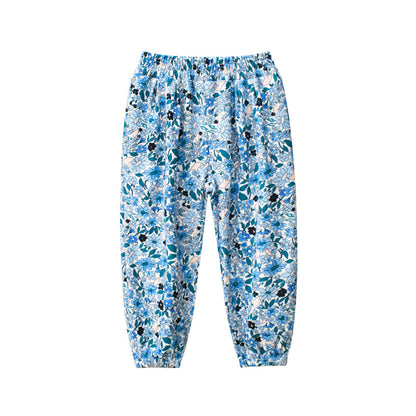 Children’s Summer Girls’ Floral Pattern Thin Breathable Pants – Casual Kids Trousers, MyKids-USA®, Baby & Toddler Bottoms, MyKids-USA - Size/Age - 90 (12-24M) - Color - Blue -  -  - TR2505102008-B