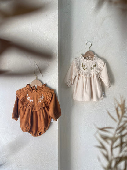 MyKids-USA® Autumn Long Sleeve Flowers Embroidered Baby Kids Girls Princess Dress
