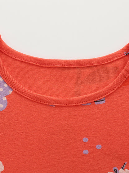 Summer Baby Kids Girls Short Sleeves Flowers and Cartoon Pattern Dress