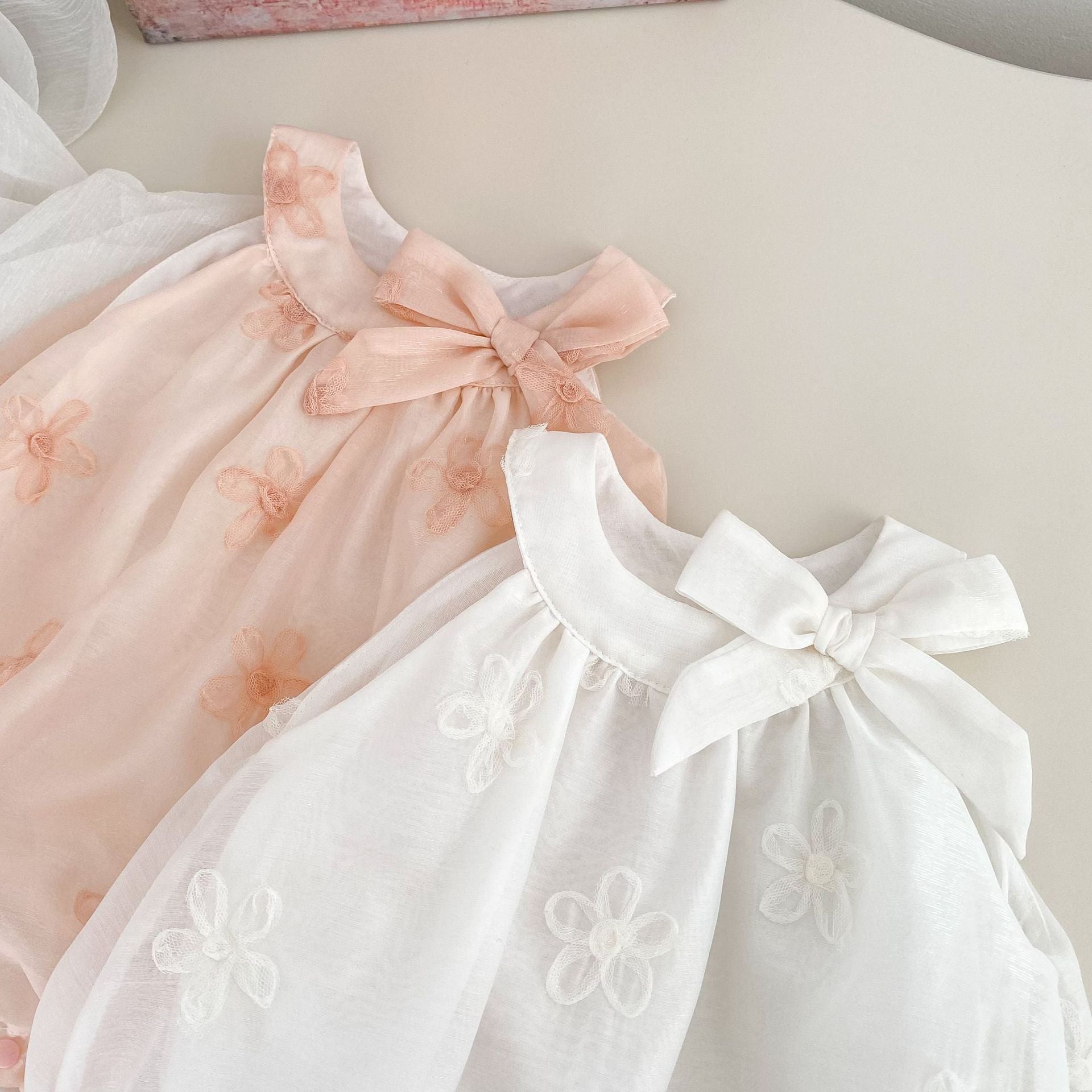 Summer Arrival Sleeveless Flowers Pattern Butterfly-bow Decorated Collar Onesies for Stylish Girls, MyKids-USA®, Baby One-Pieces, MyKids-USA -  -  -  -  -  -  - 