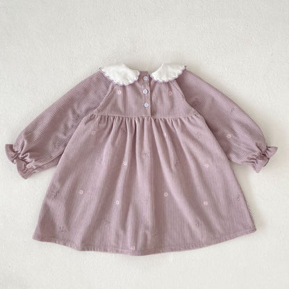 MyKids-USA® Autumn Embroidery Pattern Baby Kids Girls Princess Long Sleeves Dress