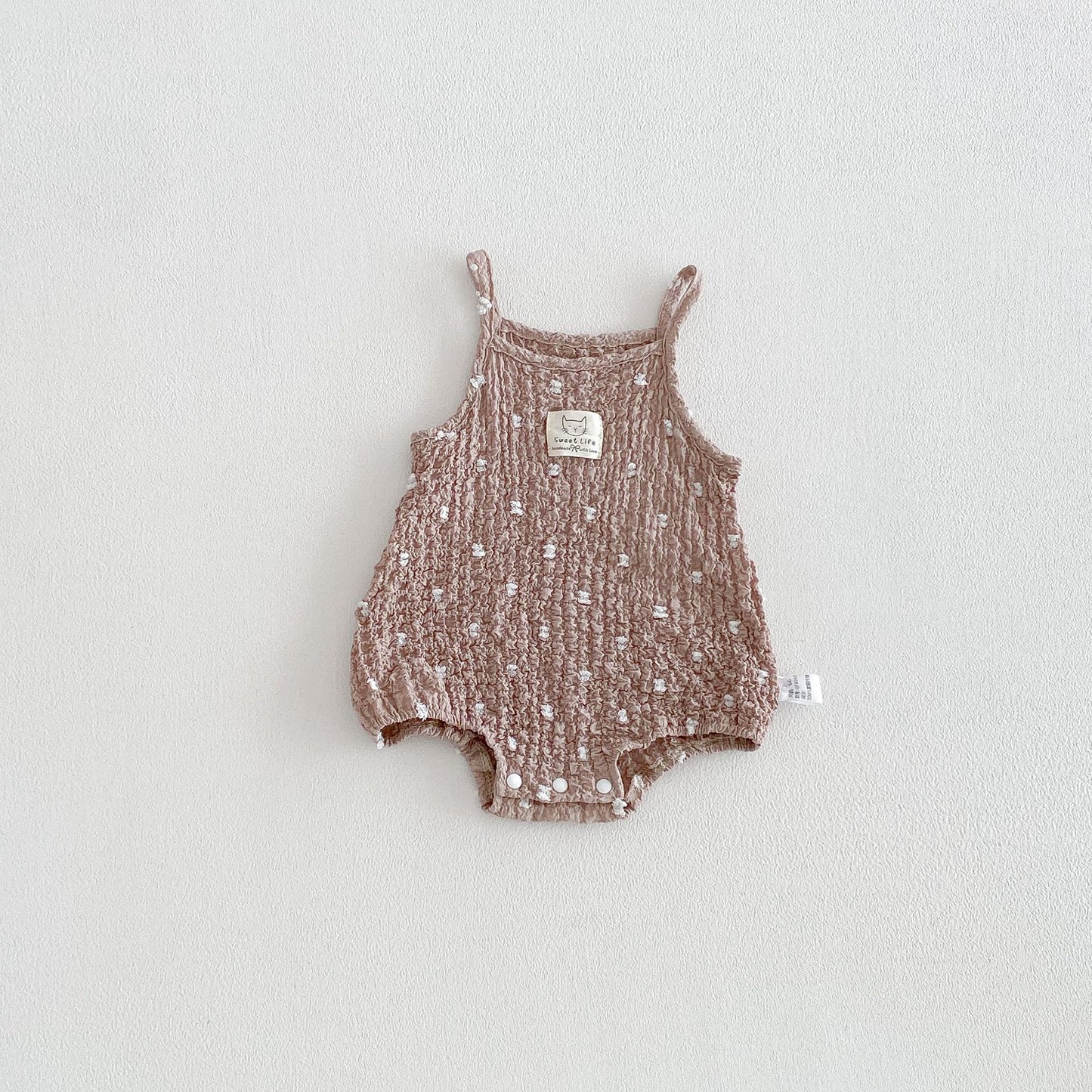 Summer Arrival Baby Girls Sleeveless Ruffle Design Strap Bodysuit, MyKids-USA®, Bodysuits, MyKids-USA - Size/Age - 66 (3-6M) - Color - Khaki -  -  - TR2603192358-B.