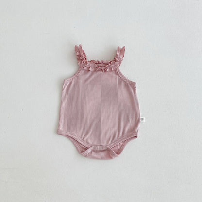 Summer Arrival Baby Girls Sleeveless Solid Color Bodysuit