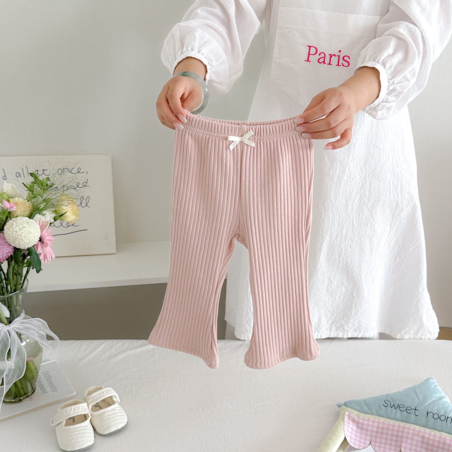 MyKids-USA® Arrival Autumn Plain Butterfly-bows Decorated Pants for Girls