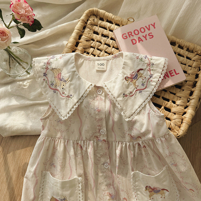 Summer Arrival Baby Girls Sleeveless Cartoon Embroidery Pattern Dress, MyKids-USA®, Baby & Children's Dresses, MyKids-USA -  -  -  -  -  -  - .