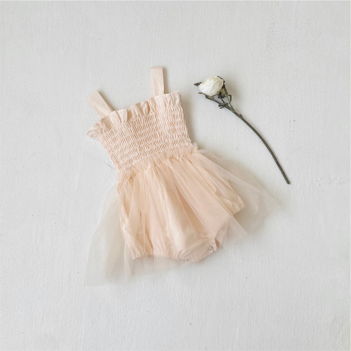 Summer Arrival Baby Girls Sleeveless Tulle Patchwork Bodysuit