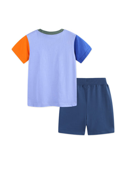 Arrival Summer Baby Kids Boys Short Sleeves Animals Pattern T-shirt and Shorts Clothing Set