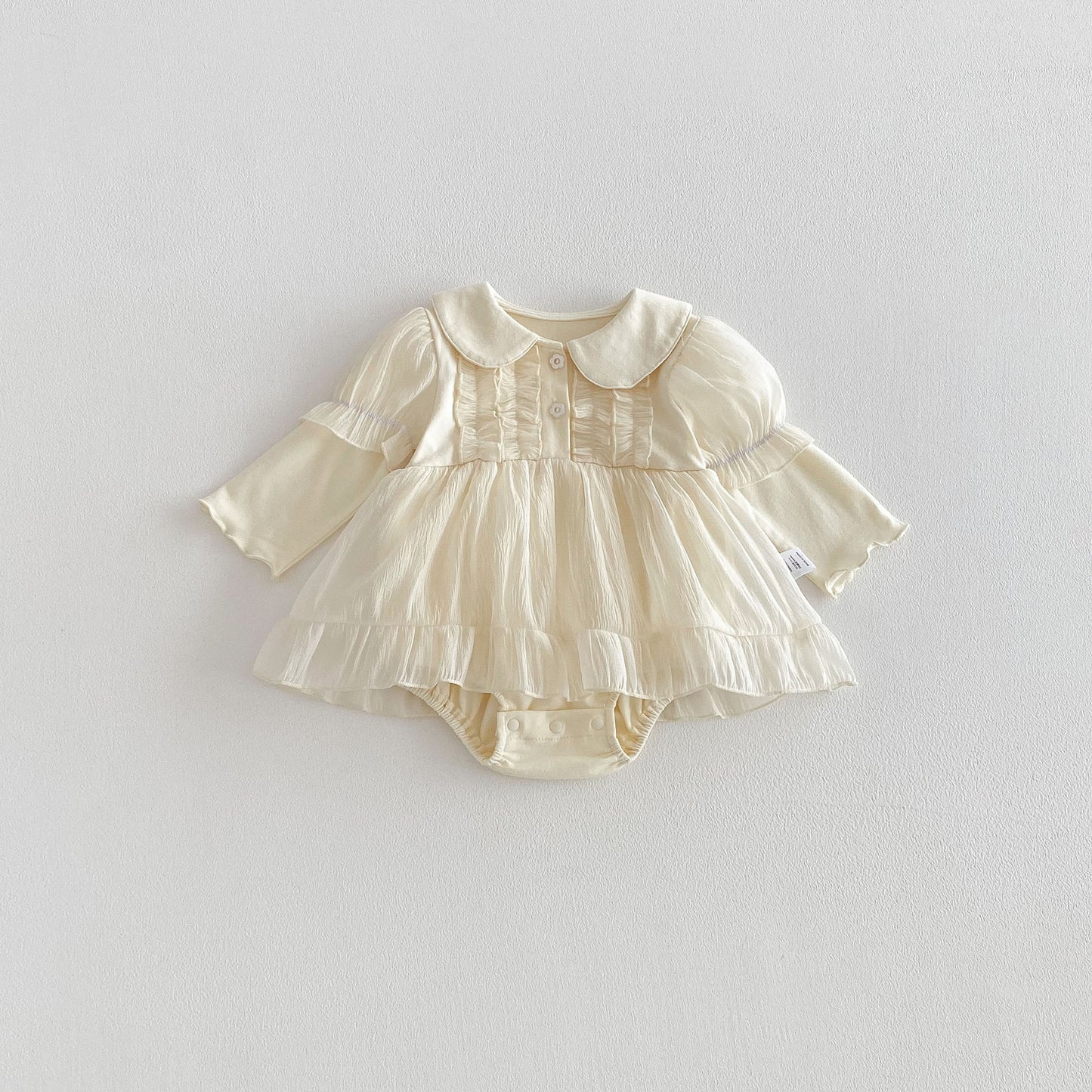 Spring Arrival Baby Girls Long Sleeves Solid Color Peter Pan Collar Onesies Dress, MyKids-USA®, Baby & Toddler Dresses, MyKids-USA - Size/Age - 66 (3-6M) - Color - Apricot -  -  - TR2601301642-A.