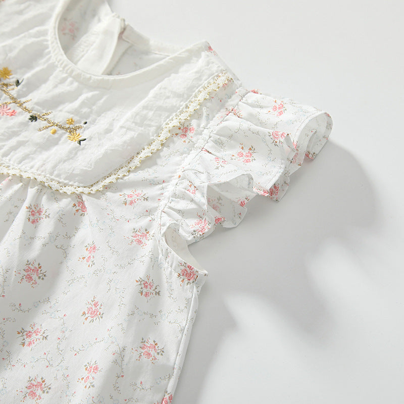 Summer Arrival Baby Girls Cute Floral Embroidered and Printed Pattern Fly Sleeves Dress, MyKids-USA®, Baby & Toddler Dresses, MyKids-USA -  -  -  -  -  -  - 