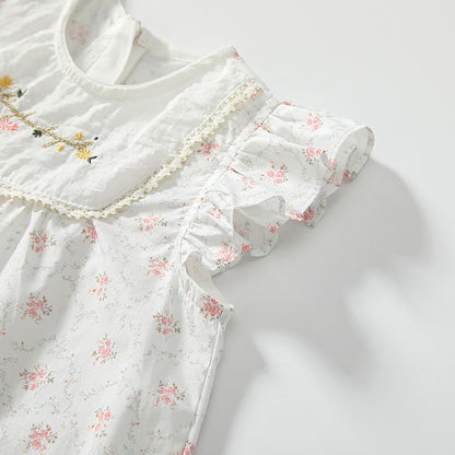 Summer Arrival Baby Girls Cute Floral Embroidered and Printed Pattern Fly Sleeves Dress, MyKids-USA®, Baby & Toddler Dresses, MyKids-USA -  -  -  -  -  -  - 