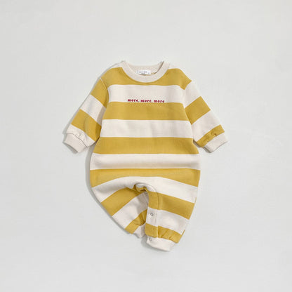 Winter and Autumn Arrival Baby Unisex Long Sleeves Striped Pattern Thick Rompers