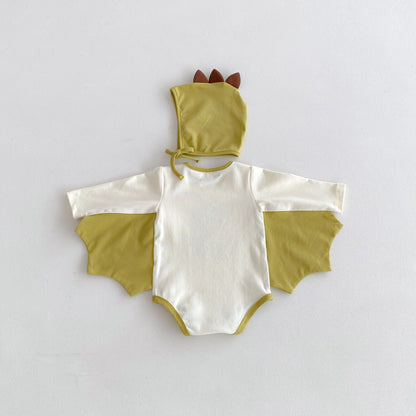 Autumn and Spring Arrival Baby Unisex Long Sleeves Cartoon Bodysuit with Hat