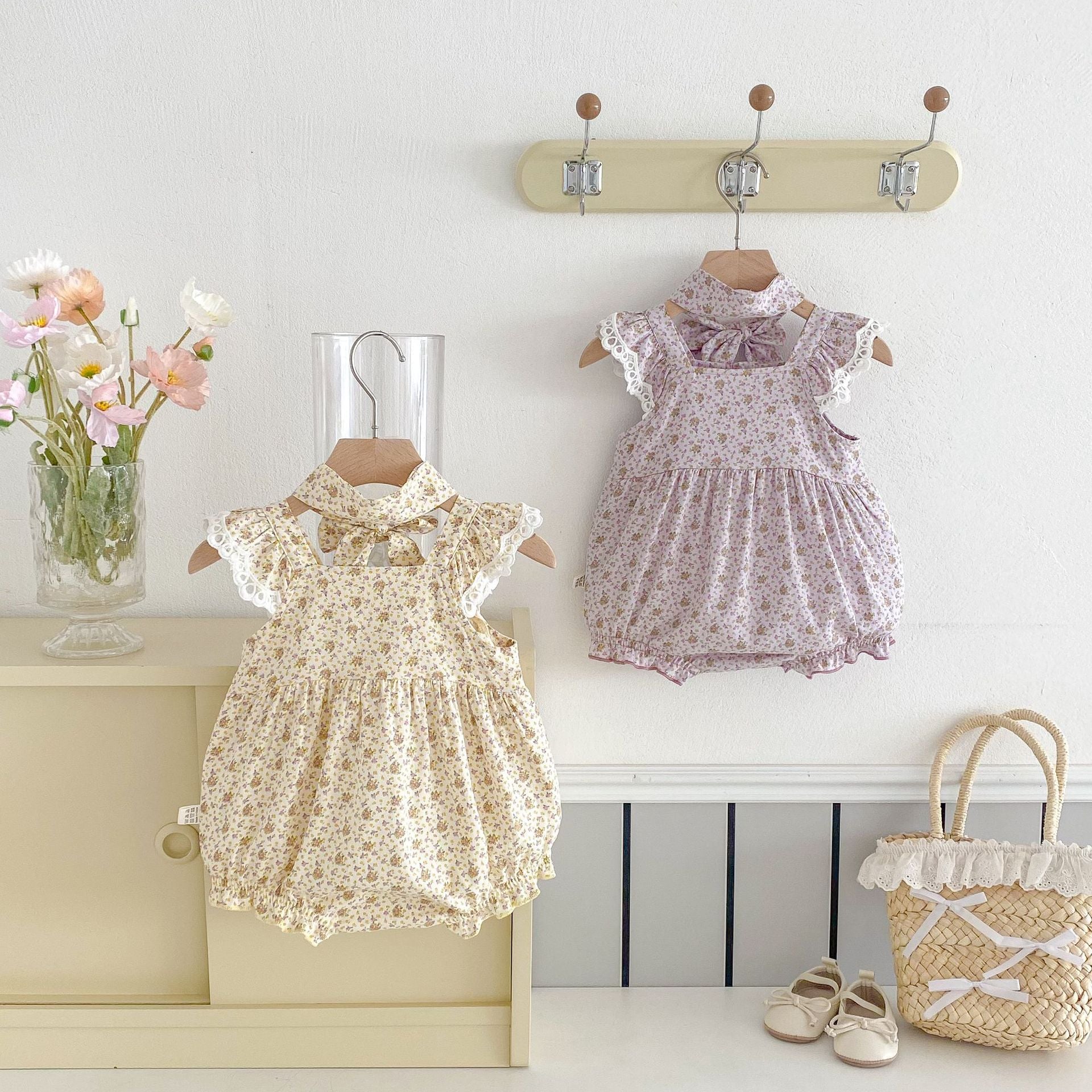 Summer Arrival Baby Girls Cute Floral Pattern Fly Sleeves Onesies, MyKids-USA®, Baby One-Pieces, MyKids-USA -  -  -  -  -  -  - 