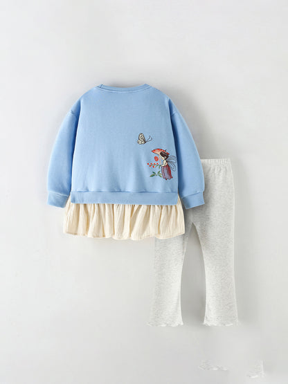 MyKids-USA® Winter and Autumn Baby Kids Girls Cartoon Pattern Long Sleeves Sweatshirt and Solid Color Pants Clothing Set