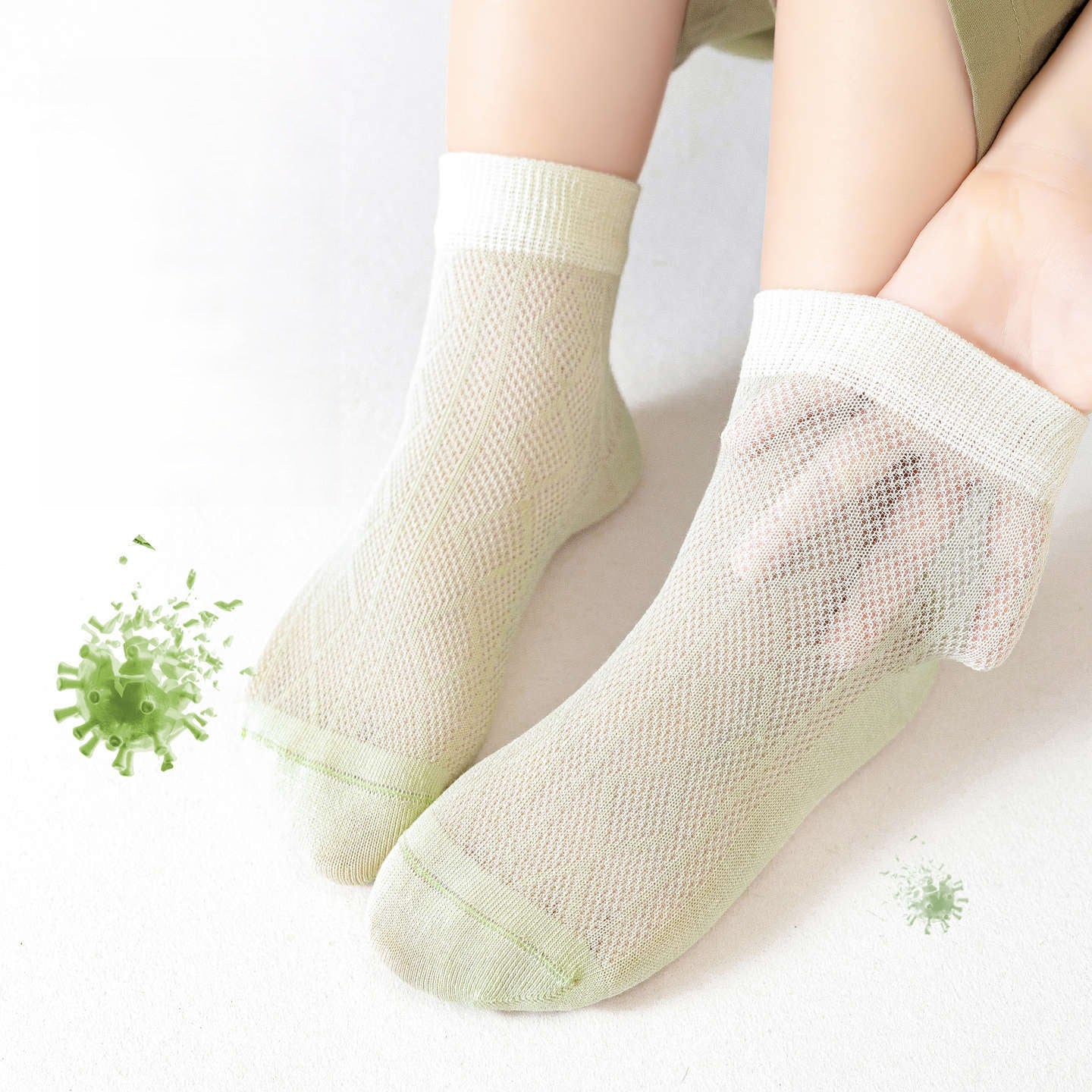 Summer Baby Kids Boys and Girls Breathable Letters and Geometric Pattern Color Patchwork Socks Set