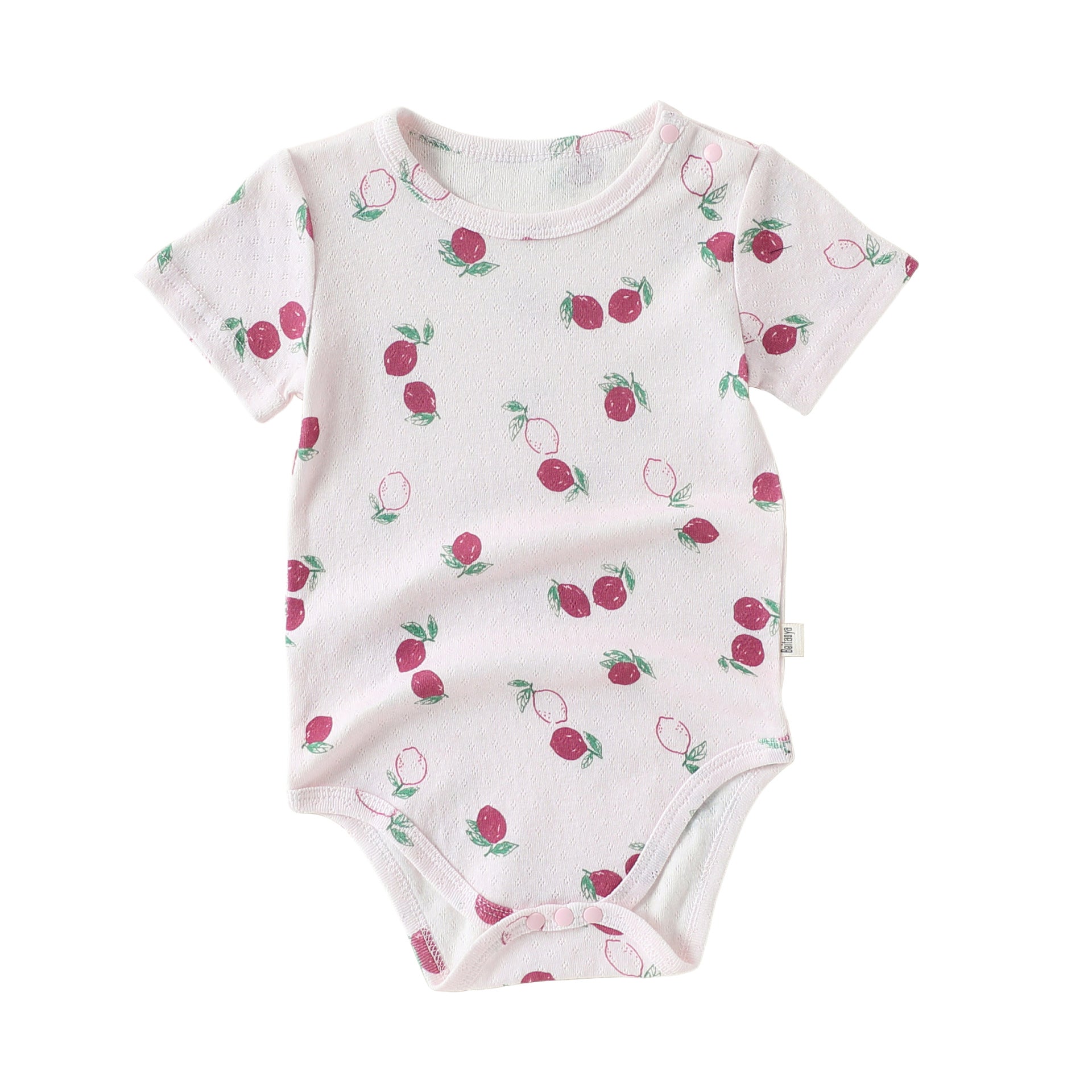 Summer Arrival Baby Girls Short Sleeves Fruits Pattern Bodysuit, MyKids-USA®, Bodysuits, MyKids-USA - Size/Age - 66 (3-6M) - Color - Beige -  -  - TR2605232243-A.