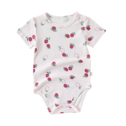 Summer Arrival Baby Girls Short Sleeves Fruits Pattern Bodysuit, MyKids-USA®, Bodysuits, MyKids-USA - Size/Age - 66 (3-6M) - Color - Beige -  -  - TR2605232243-A.