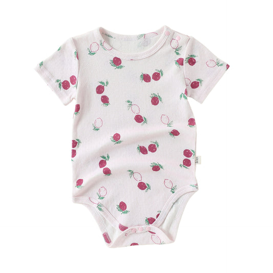 Summer Arrival Baby Girls Short Sleeves Fruits Pattern Bodysuit, MyKids-USA®, Bodysuits, MyKids-USA - Size/Age - 66 (3-6M) - Color - Beige -  -  - TR2605232243-A.