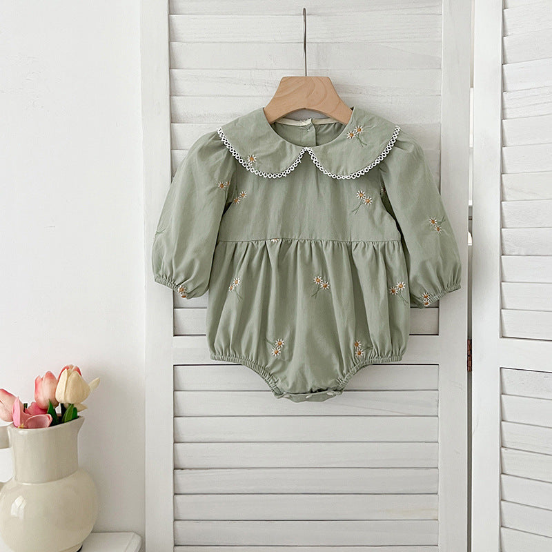 Arrival Autumn Baby Kids Girls Long Sleeves Daisy Floral Embroidery Pattern French Collar Onesies and Dress – Princess Sister Matching Set, MyKids-USA®, Baby & Toddler Outfits, MyKids-USA - Size/Age - 66 (3-6M) - Color - Green -  -  - TR2408161047-A