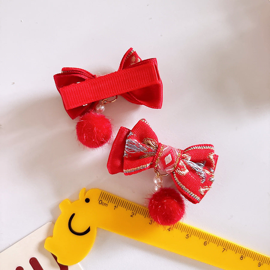 Collection of 2 Red Year Kids’ Hair Accessories – Pearl Tassel and Pom-Pom Clips for Traditional Outfits, MyKids-USA®, Hair Pins, Claws & Clips, MyKids-USA -  -  -  -  -  -  - .