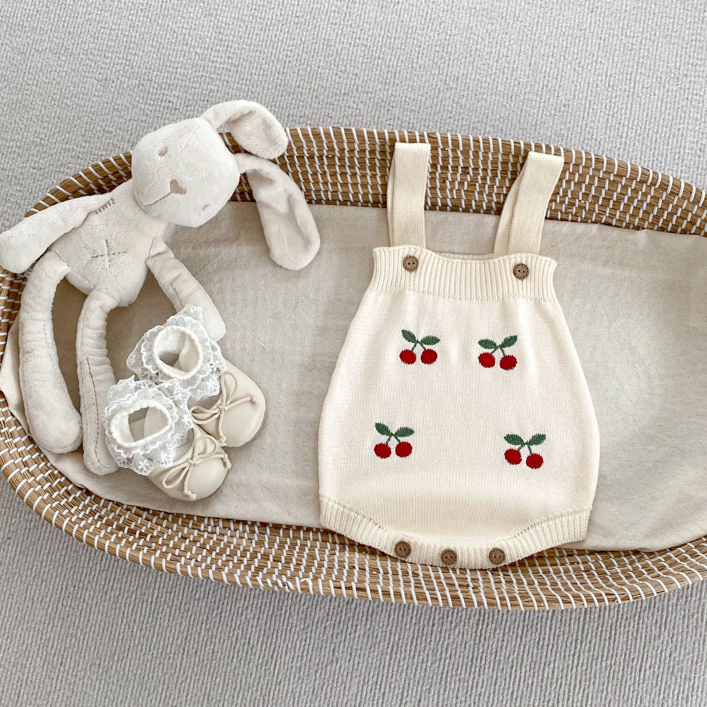 Arrival Autumn Baby Unisex Long Sleeves Cherry Jacquard Pattern Strap Onesies and Crew Neck Cardigan – Matching Set, MyKids-USA®, Baby & Toddler Outfits, MyKids-USA -  -  -  -  -  -  - 