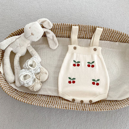 Arrival Autumn Baby Unisex Long Sleeves Cherry Jacquard Pattern Strap Onesies and Crew Neck Cardigan – Matching Set, MyKids-USA®, Baby & Toddler Outfits, MyKids-USA -  -  -  -  -  -  - 