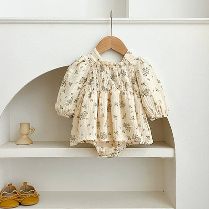 Autumn Baby Girls Flowers Pattern Long-sleeved Square Neck Onesies and Dress – Princess Sister Matching Set, MyKids-USA®, Baby & Toddler Outfits, MyKids-USA -  -  -  -  -  -  - 