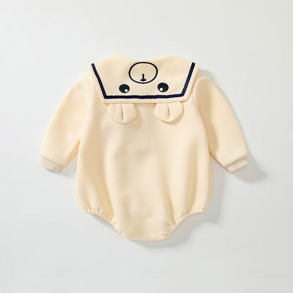 Autumn Hot Selling Baby Unisex Teddy Bear Pattern Apricot Onesies Bodysuits with Collar, MyKids-USA®, Baby One-Pieces, MyKids-USA -  -  -  -  -  -  - 