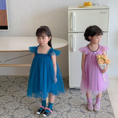 Summer Baby Kids Girls Fly Sleeves Plain Tulle Strap Dress, MyKids-USA®, Baby & Children's Dresses, MyKids-USA -  -  -  -  -  -  - .
