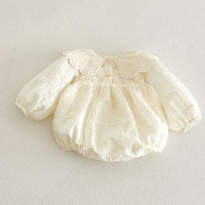 MyKids-USA® Autumn Flowers Embroidered Solid Color Baby Kids Girls Princess Bodysuit