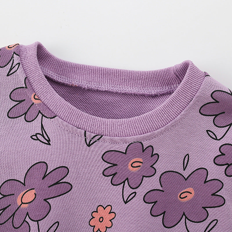 Autumn and Spring Arrival Floral Pattern Long Sleeves Crew Neck Pullover for Stylish Girls, MyKids-USA®, Sweaters, MyKids-USA -  -  -  -  -  -  - 