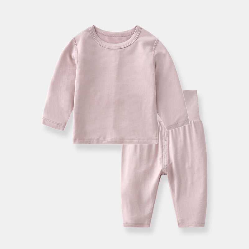 Design Autumn Baby Kids Unisex Long Sleeves Solid Color Top with Pants Set