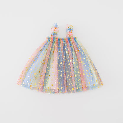 Baby Girl Star Print Mesh Patched Design Princess Tutu Dress