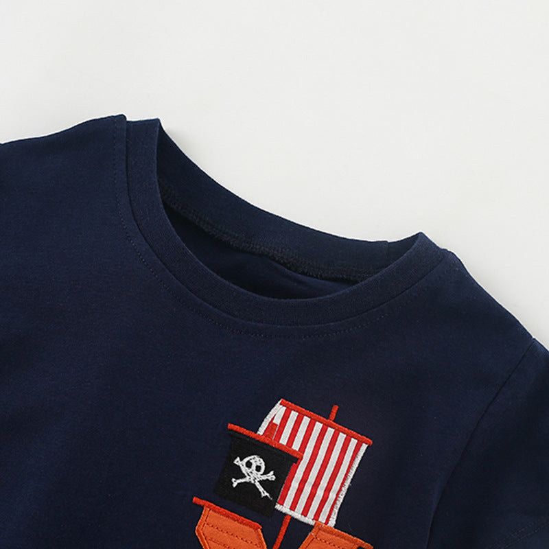 Summer Baby Kids Pirate Cartoon Pattern T-shirt and Shorts Clothing Set for Boys, MyKids-USA®, Baby & Toddler Outfits, MyKids-USA -  -  -  -  -  -  - 