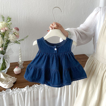 Design Summer Baby Kids Girls Sleeveless Butterfly-bows Pattern Denim Bodysuit, MyKids-USA®, Baby & Children's One-Pieces, MyKids-USA -  -  -  -  -  -  - .