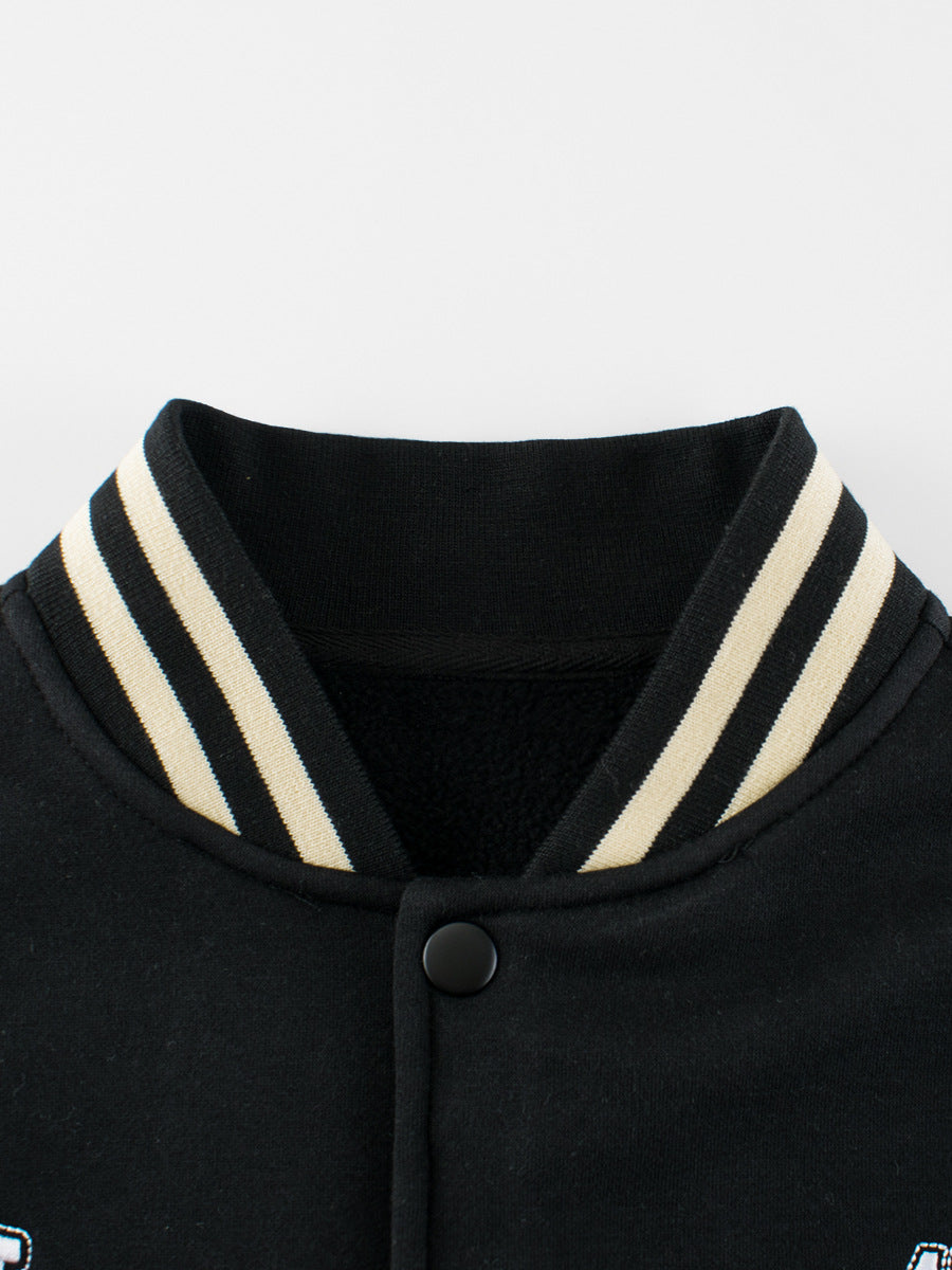 Boys and Girls Letters Pattern Contrast Design Single Breasted Baseball Coat, MyKids-USA®, Baby & Toddler Outerwear, MyKids-USA -  -  -  -  -  -  - 