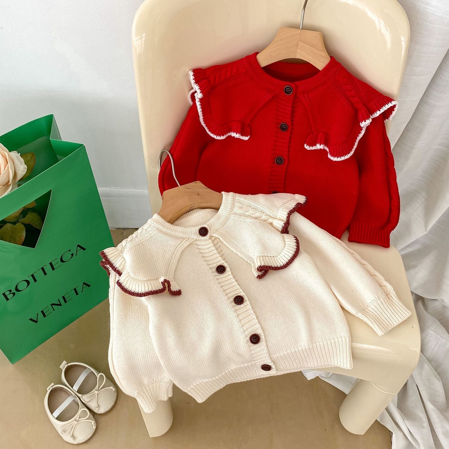 Autumn Vintage Style Knitted Cardigan For Baby Girl
