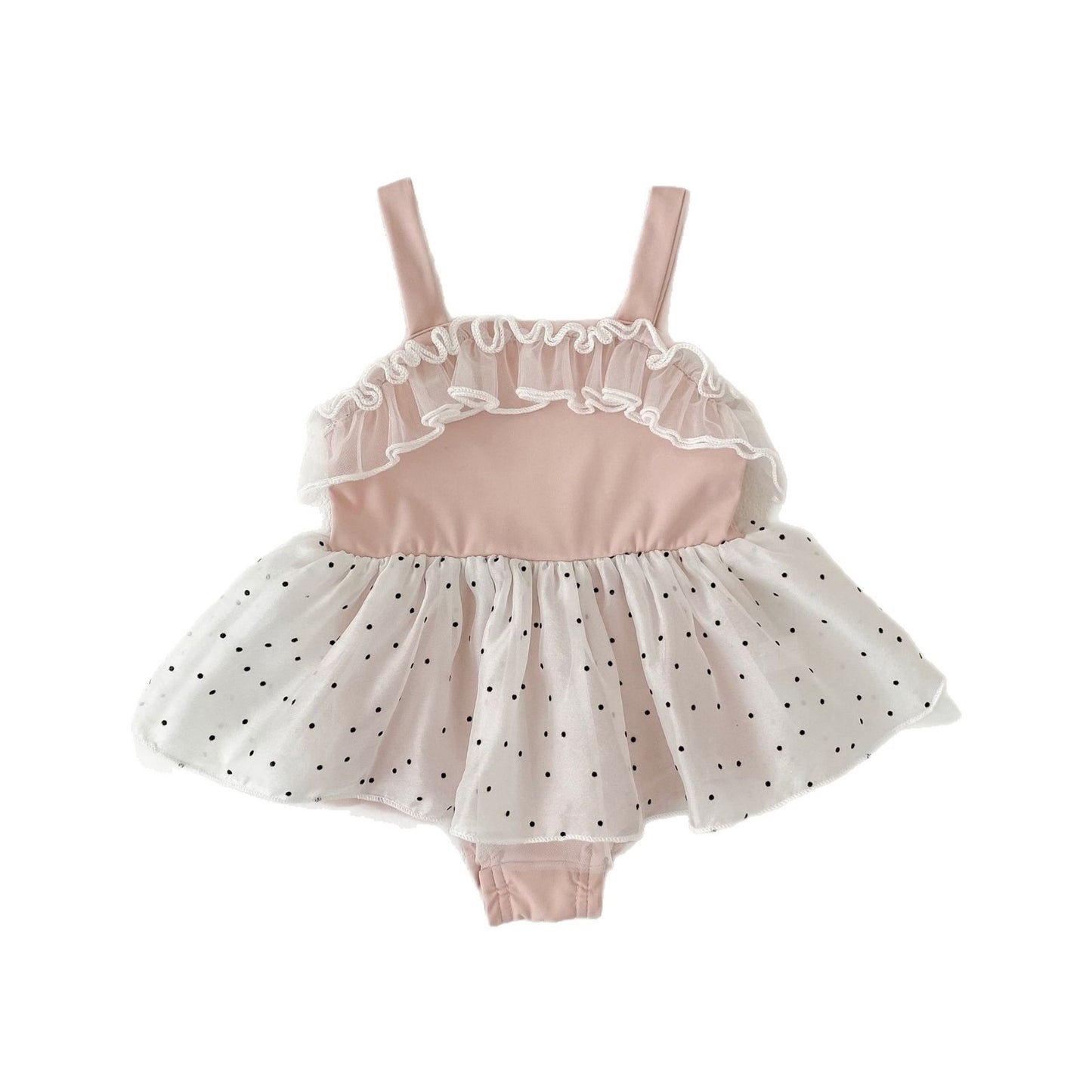 Summer Arrival Baby Girls Dots Pattern Lace Trim Swimwear, MyKids-USA®, Baby & Children's One-Pieces, MyKids-USA - Size/Age - 73 (6-9M) - Color - Pink -  -  - TR2505202259-B.
