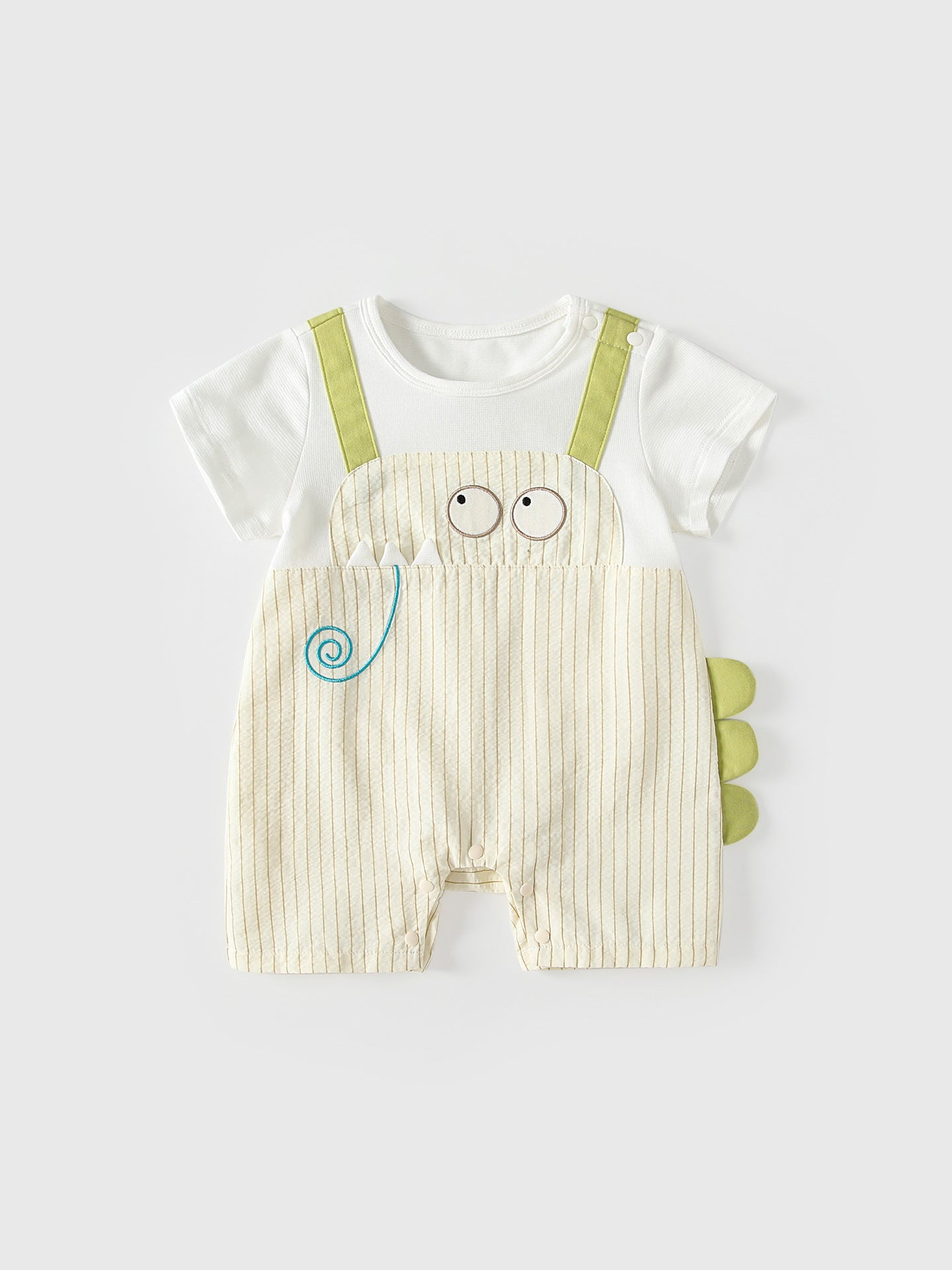 Summer Arrival Baby Short Sleeves Color Patchwork Cartoon Rompers Bodysuits