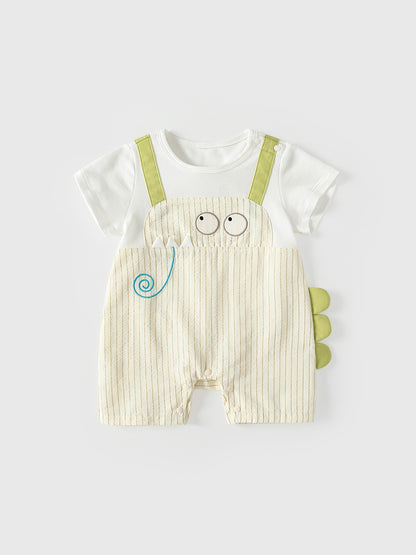 Summer Arrival Baby Short Sleeves Color Patchwork Cartoon Rompers Bodysuits