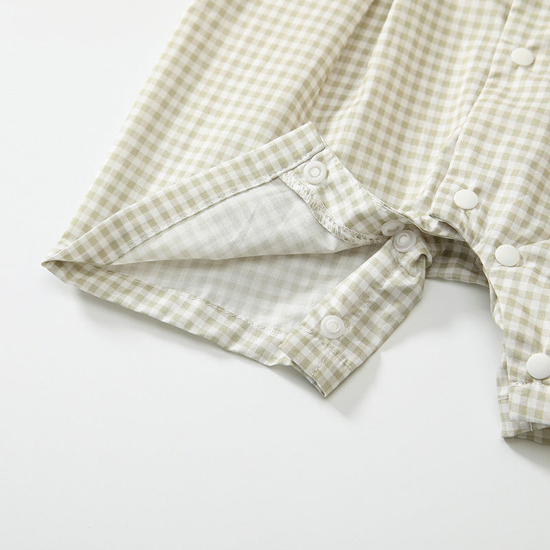 Summer Arrival Baby Boys Short Sleeves Cute Plaid Pattern Rompers, MyKids-USA®, Baby One-Pieces, MyKids-USA -  -  -  -  -  -  - 