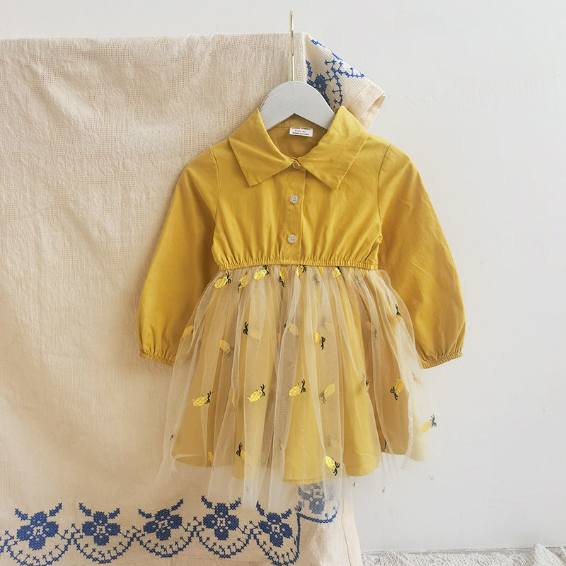 Autumn Baby Kids Girls Long Sleeves Fruits Pattern Tulle Patchwork Dress, MyKids-USA®, Baby & Children's Dresses, MyKids-USA -  -  -  -  -  -  - .