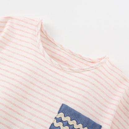 Summer Girls’ Cartoon Pattern Striped Top Shirt in European and American Style, MyKids-USA®, Baby & Toddler Tops, MyKids-USA -  -  -  -  -  -  - 