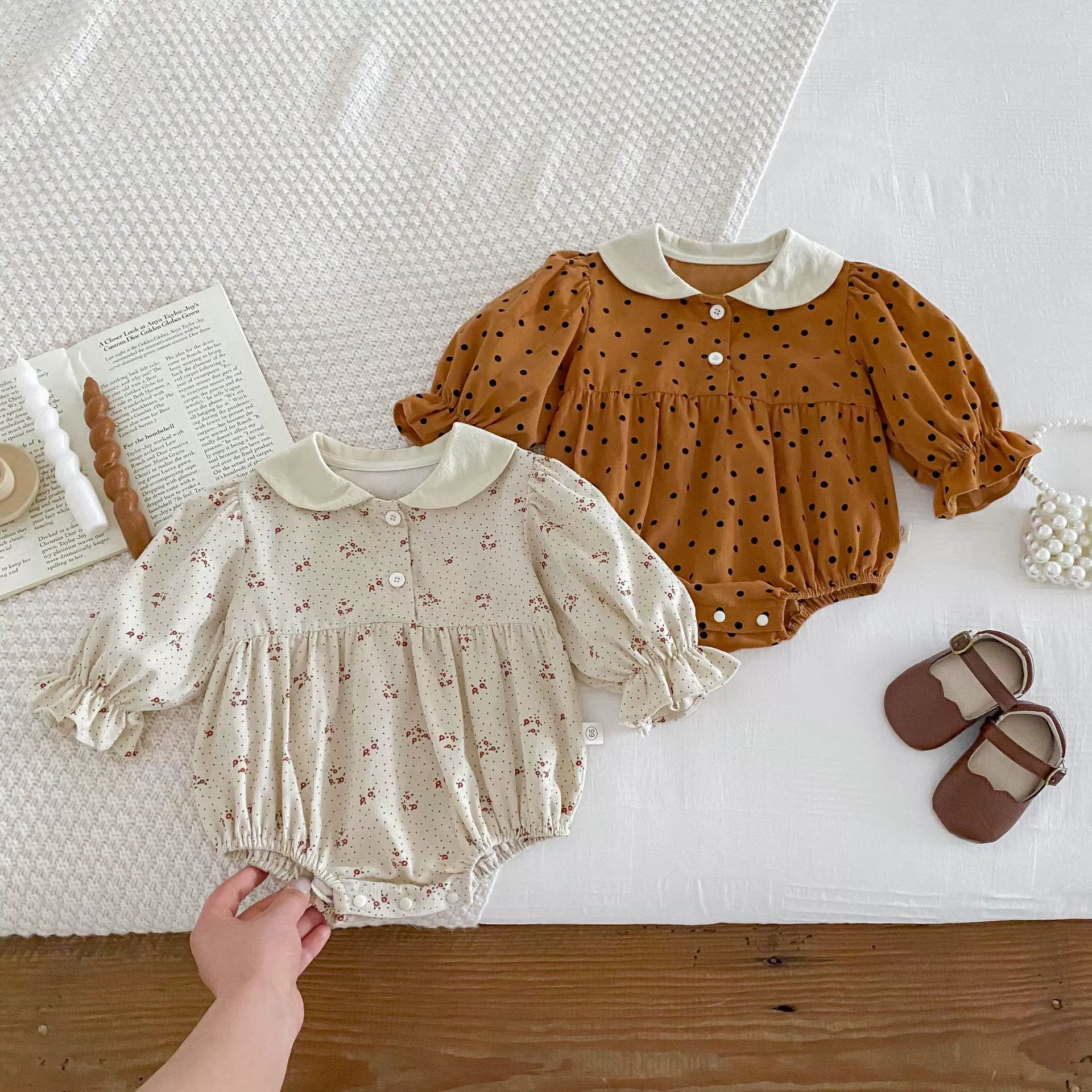 Autumn Arrival Baby Girls Polka Dots Long Sleeves Onesies, MyKids-USA®, Baby One-Pieces, MyKids-USA -  -  -  -  -  -  - 