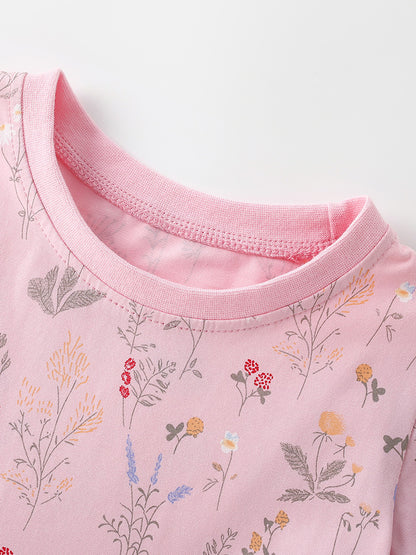 Summer Baby Kids Girls Short Sleeves Floral Pattern Dress