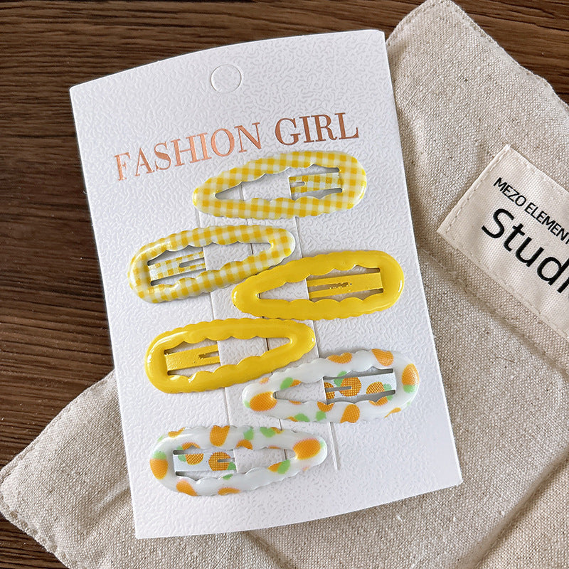 Collection of 6 Versatile Cute Simple Pattern Hair Clips, MyKids-USA®, Hair Pins, Claws & Clips, MyKids-USA - Size/Age - Average Size (0-12Y） - Color - Yellow -  -  - TR2601311452-E.